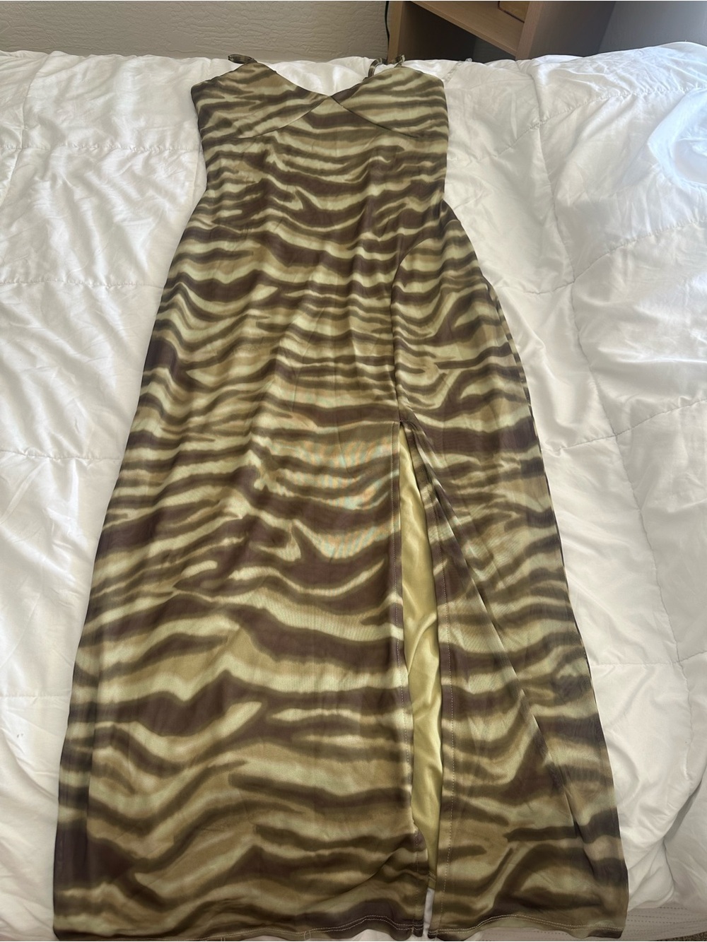 Strap Brown Zebra-Print Slip Dress